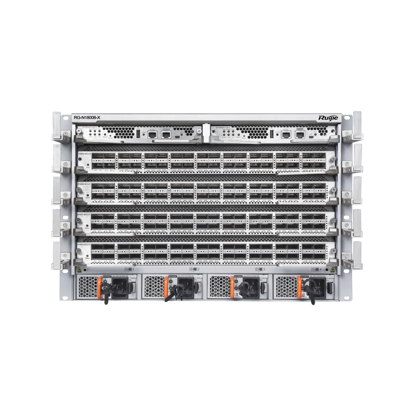 RG-N18006-X Data Center Modular Core Switch with Four Line Card Slots and 10GE/40GE/100GE/200GE/400GE Line Cards